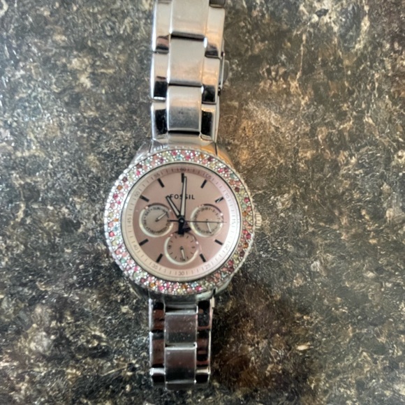Fossil Silver Pink Face Metal Watch - Picture 4 of 4